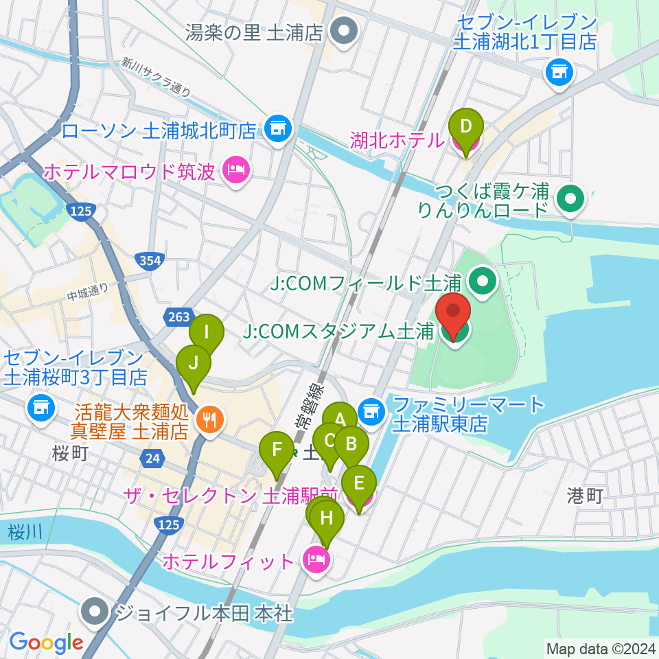 J:COMスタジアム土浦周辺のホテル一覧地図