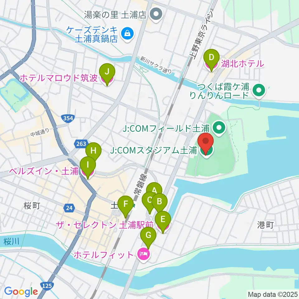 J:COMスタジアム土浦周辺のホテル一覧地図