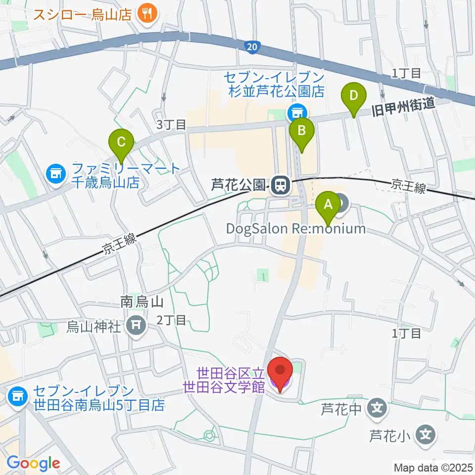 世田谷文学館周辺のホテル一覧地図