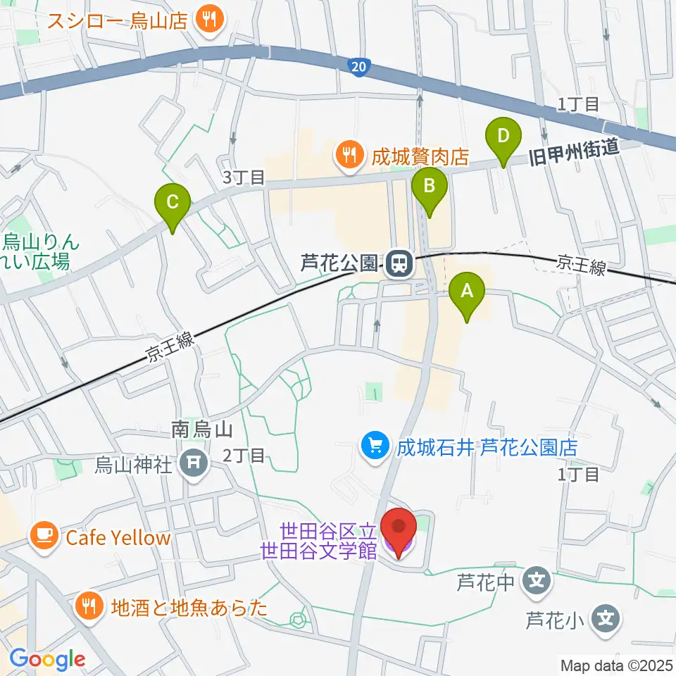 世田谷文学館周辺のホテル一覧地図