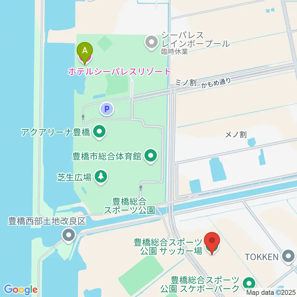 豊橋総合スポーツ公園サッカー場周辺のホテル一覧地図