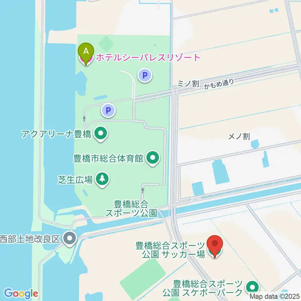 豊橋総合スポーツ公園サッカー場周辺のホテル一覧地図