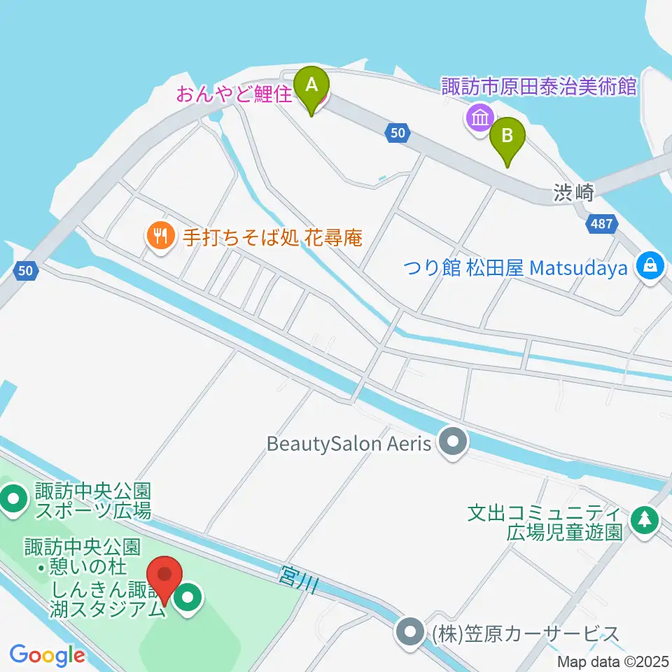 しんきん諏訪湖スタジアム周辺のホテル一覧地図