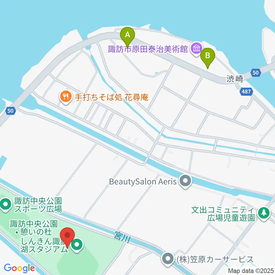 しんきん諏訪湖スタジアム周辺のホテル一覧地図