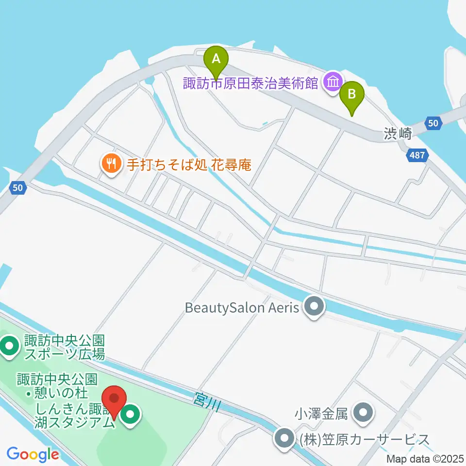 しんきん諏訪湖スタジアム周辺のホテル一覧地図