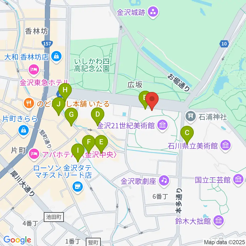 金沢能楽美術館周辺のホテル一覧地図