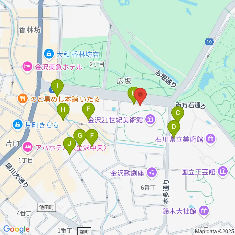 金沢能楽美術館周辺のホテル一覧地図