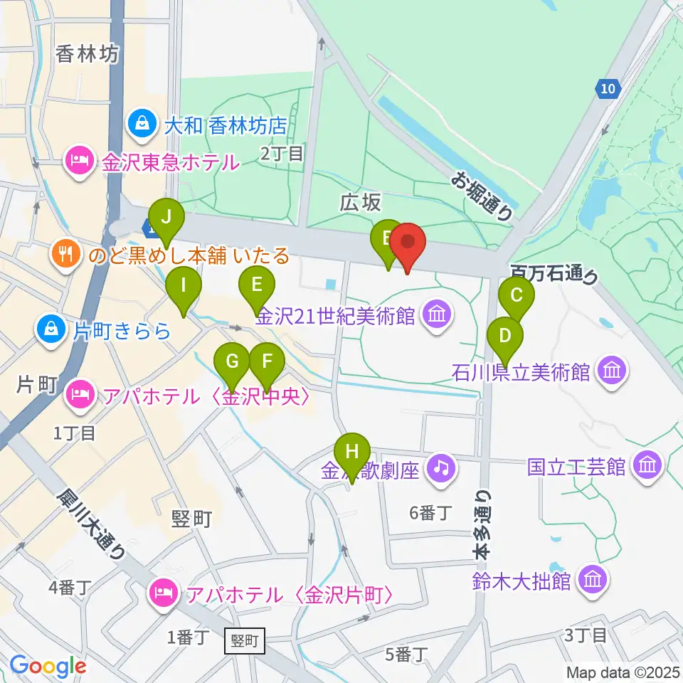 金沢能楽美術館周辺のホテル一覧地図