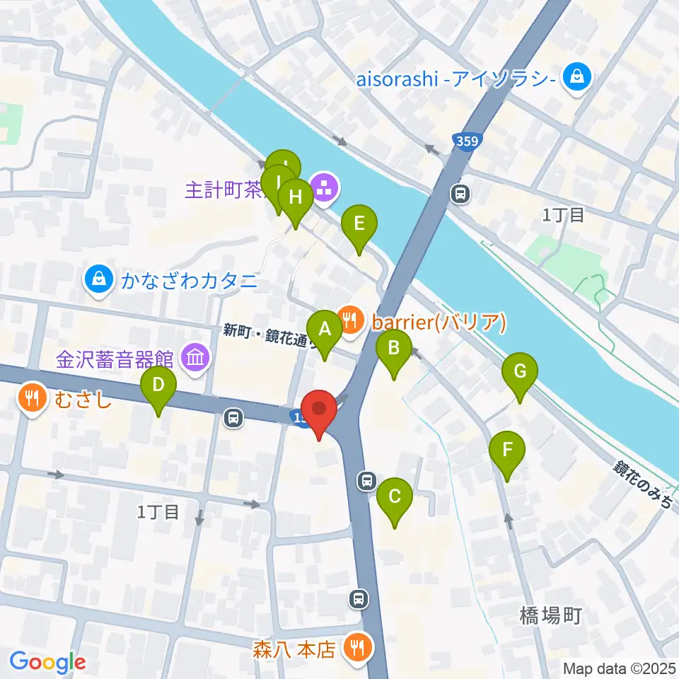 金沢文芸館周辺のホテル一覧地図
