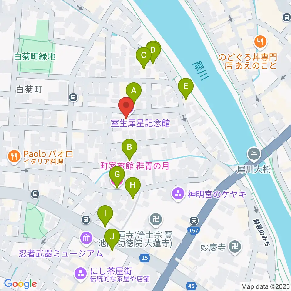 室生犀星記念館周辺のホテル一覧地図