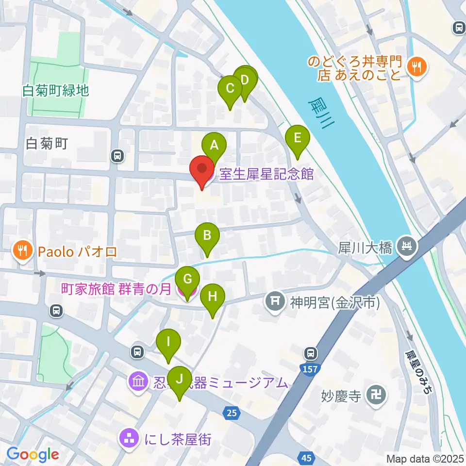 室生犀星記念館周辺のホテル一覧地図