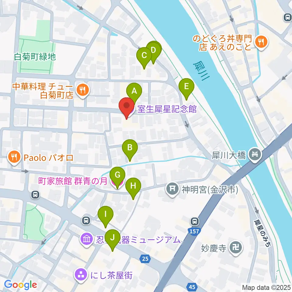 室生犀星記念館周辺のホテル一覧地図
