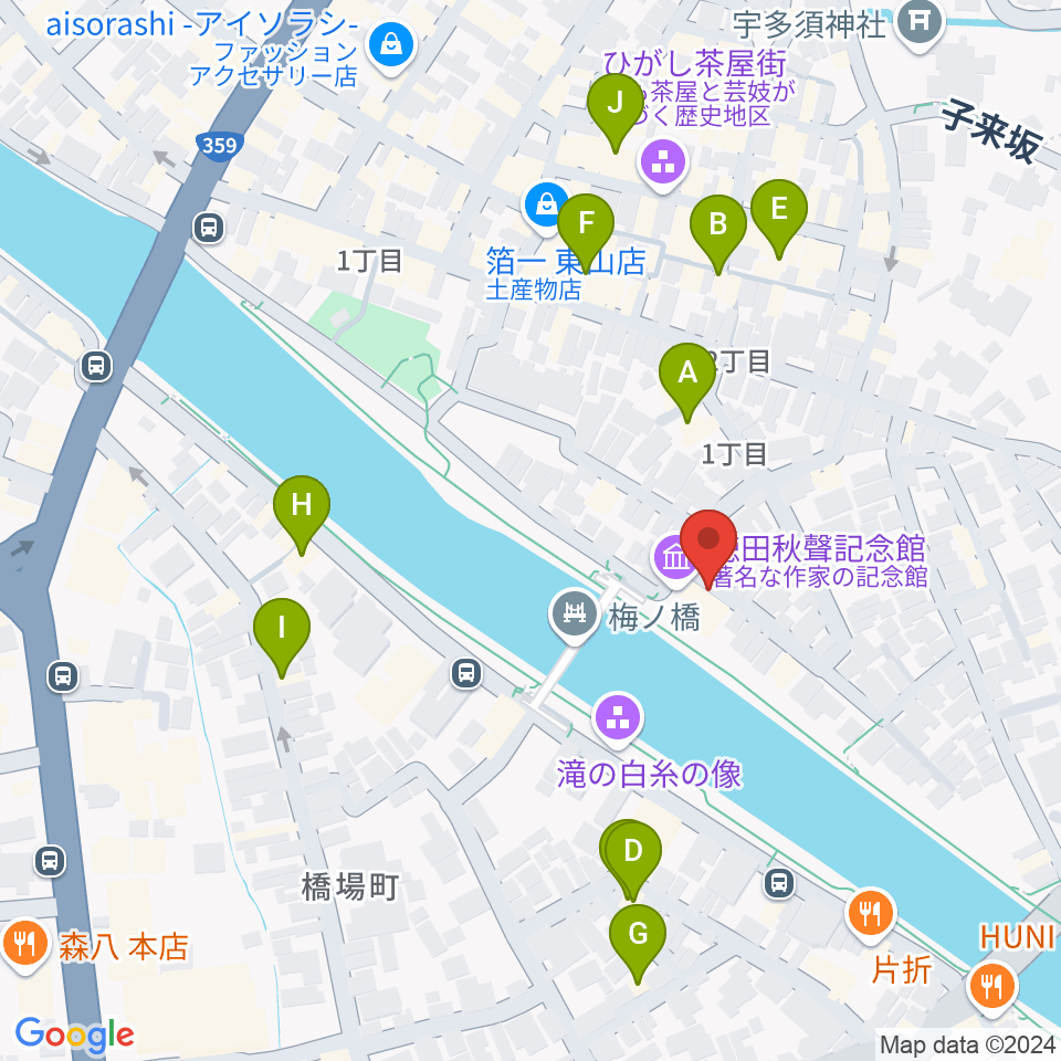 徳田秋聲記念館周辺のホテル一覧地図