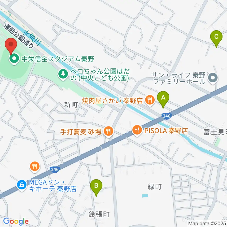 中栄信金スタジアム秦野周辺のホテル一覧地図