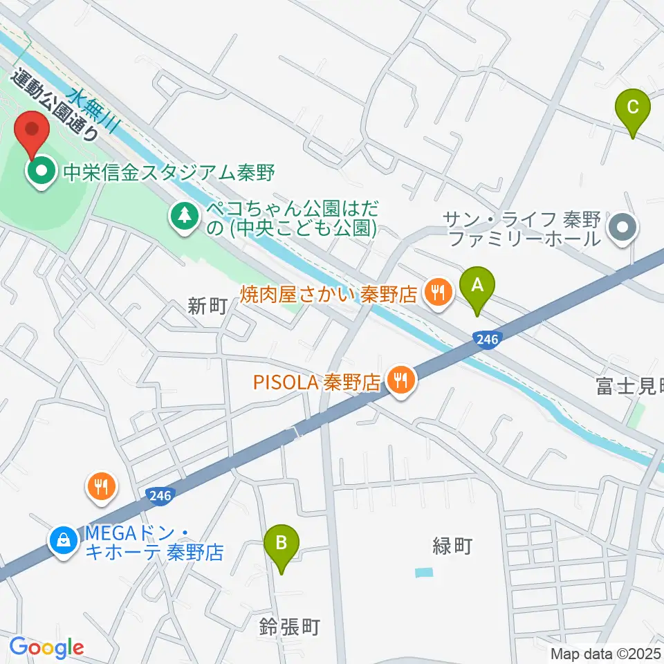 中栄信金スタジアム秦野周辺のホテル一覧地図