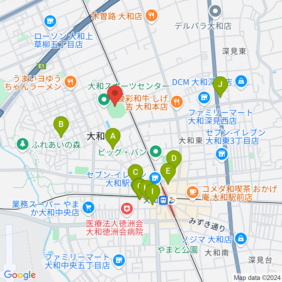 大和なでしこスタジアム周辺のホテル一覧地図