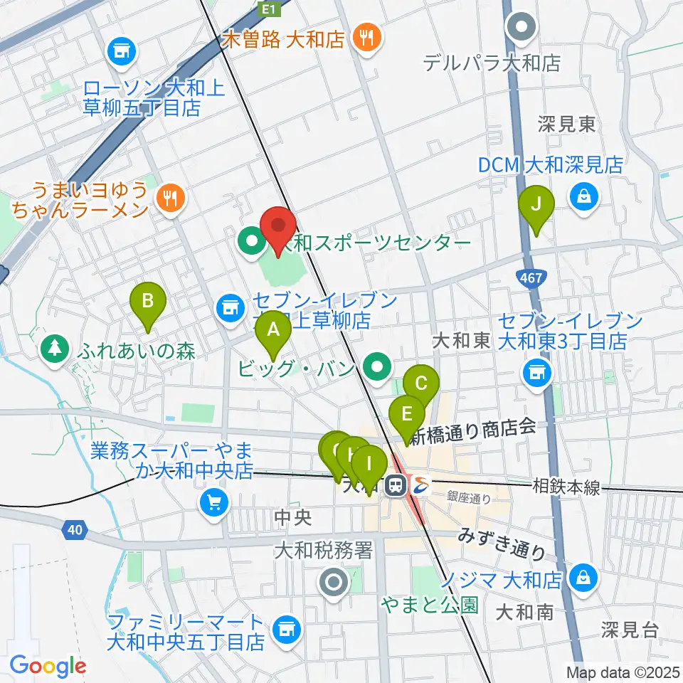 大和なでしこスタジアム周辺のホテル一覧地図
