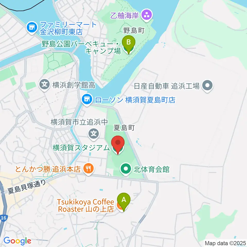 横須賀スタジアム周辺のホテル一覧地図