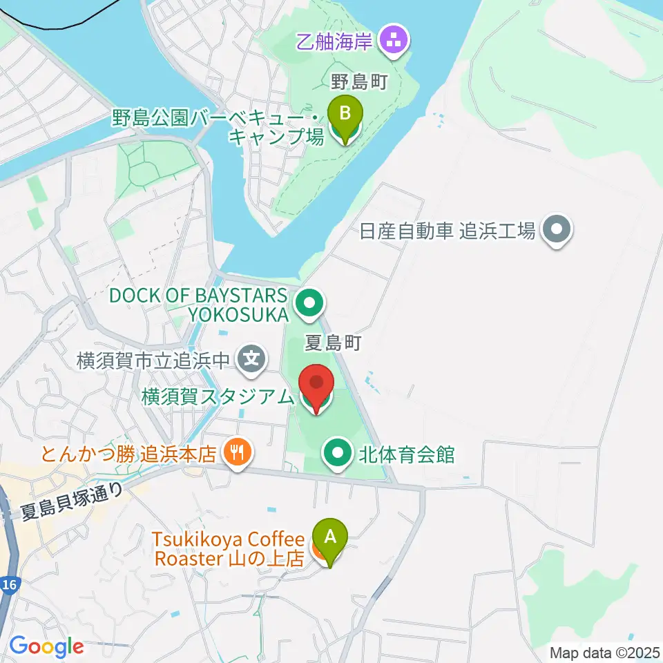 横須賀スタジアム周辺のホテル一覧地図
