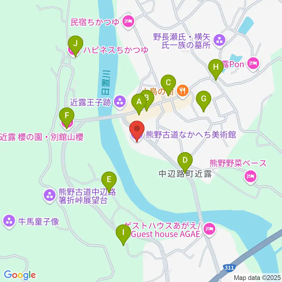 熊野古道なかへち美術館周辺のホテル一覧地図