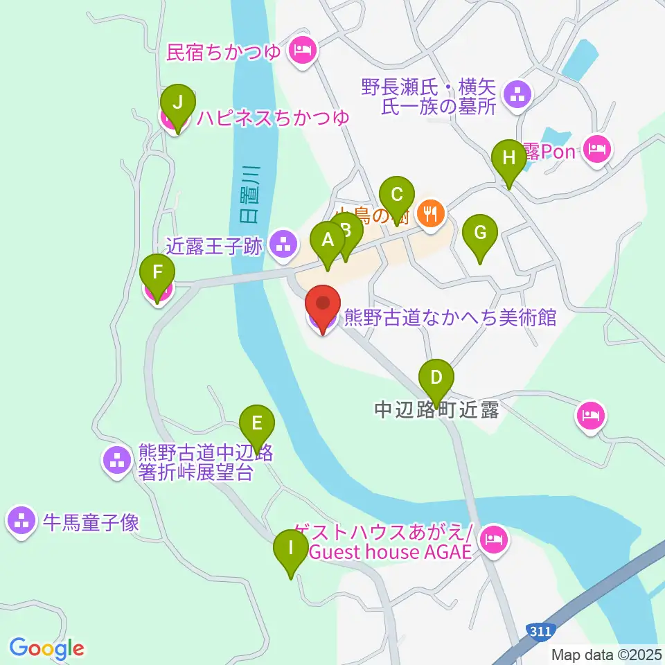 熊野古道なかへち美術館周辺のホテル一覧地図