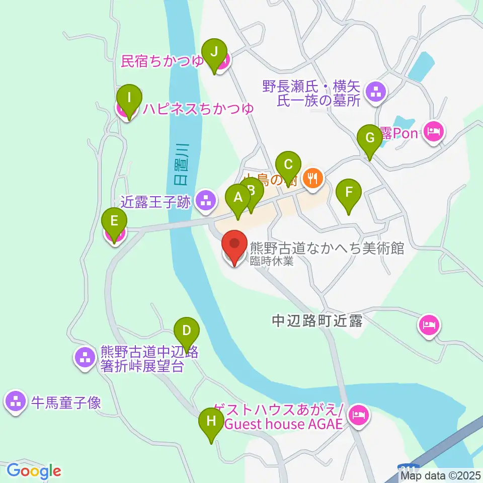 熊野古道なかへち美術館周辺のホテル一覧地図