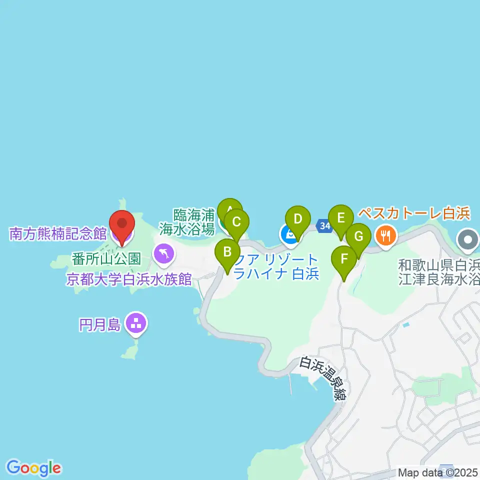 南方熊楠記念館周辺のホテル一覧地図