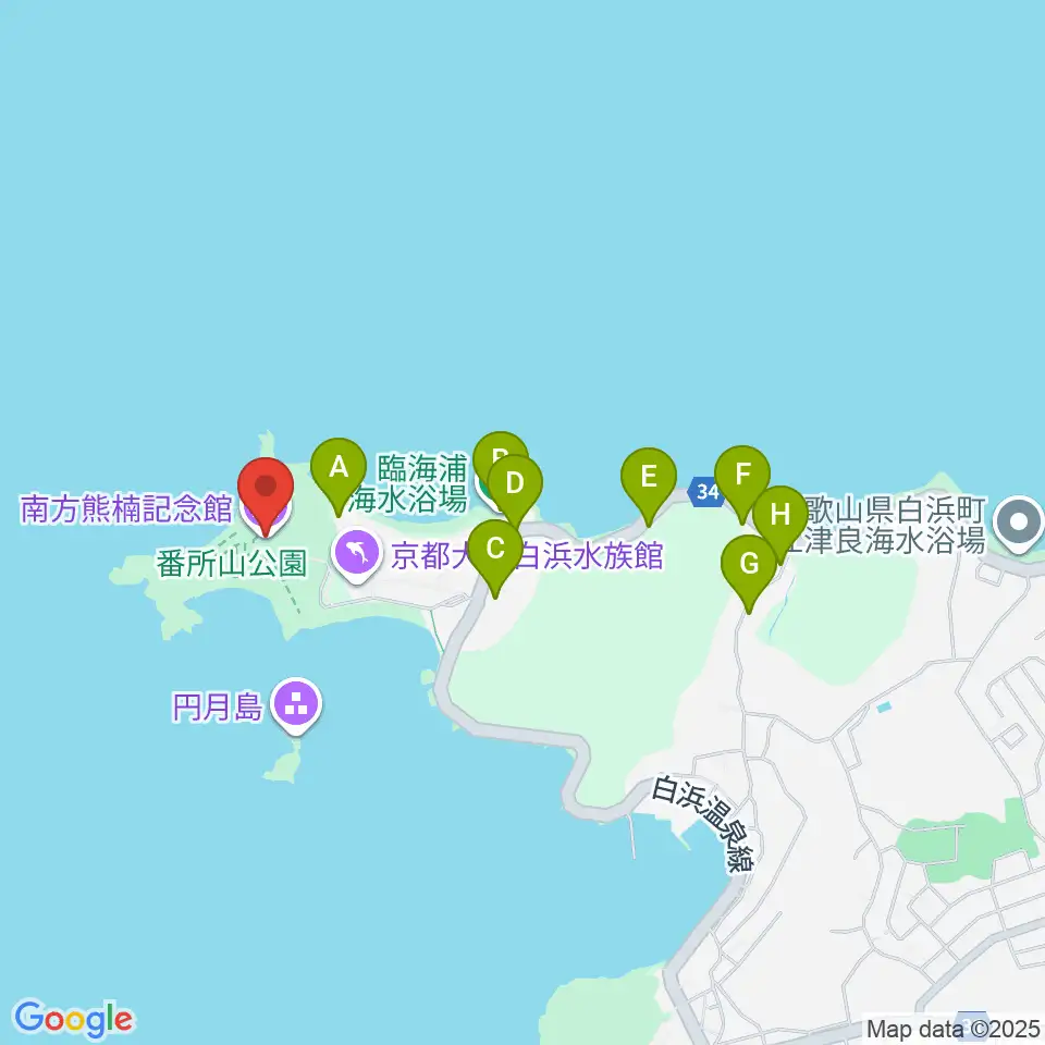 南方熊楠記念館周辺のホテル一覧地図