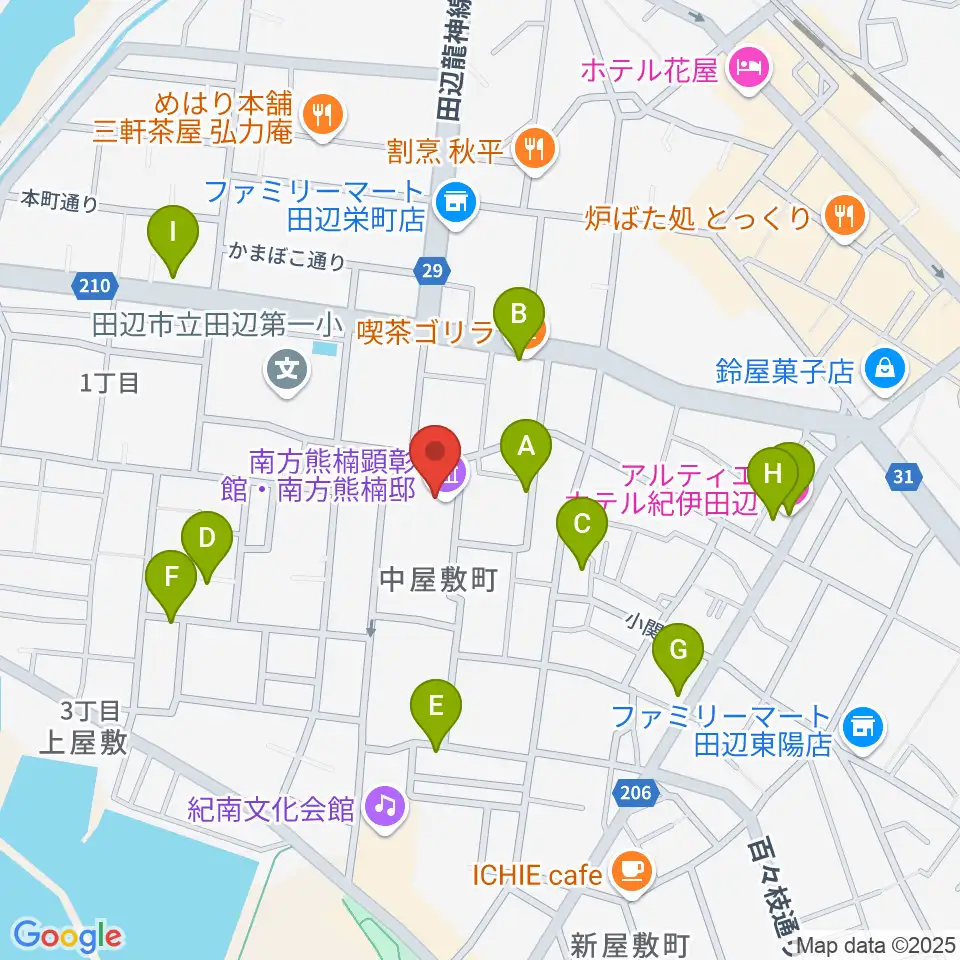 南方熊楠顕彰館周辺のホテル一覧地図