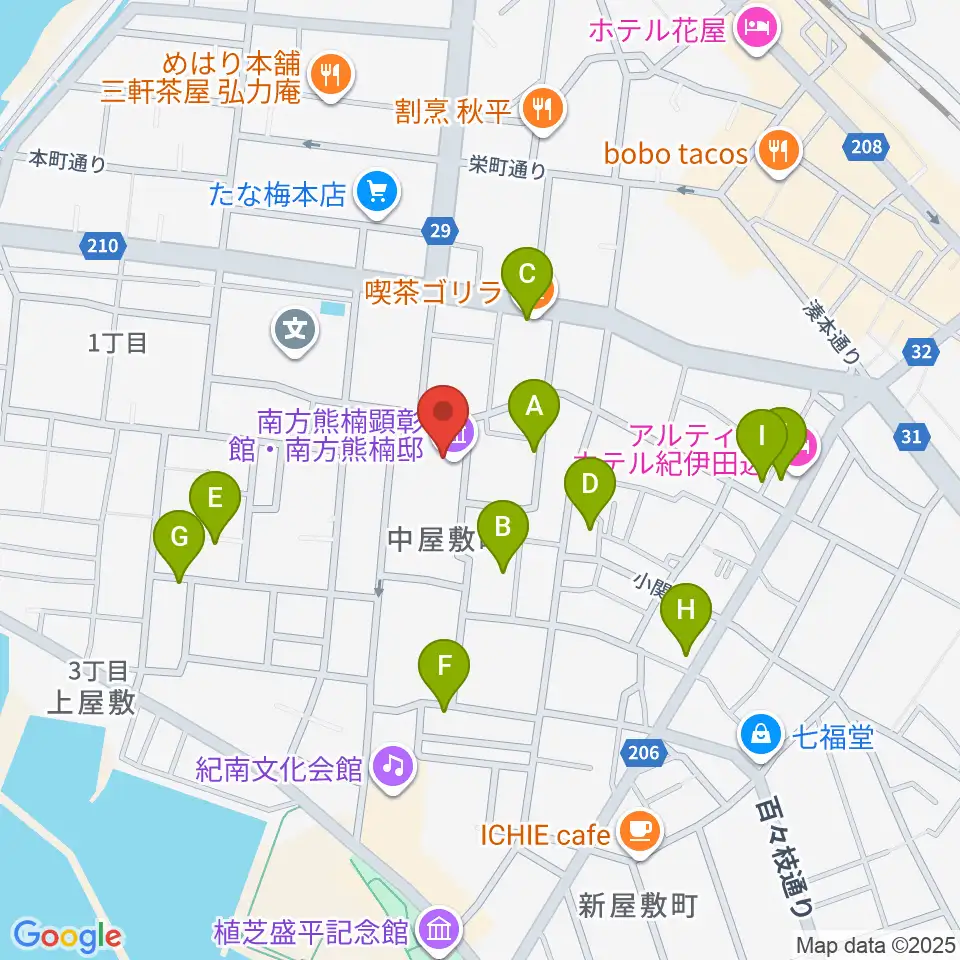 南方熊楠顕彰館周辺のホテル一覧地図