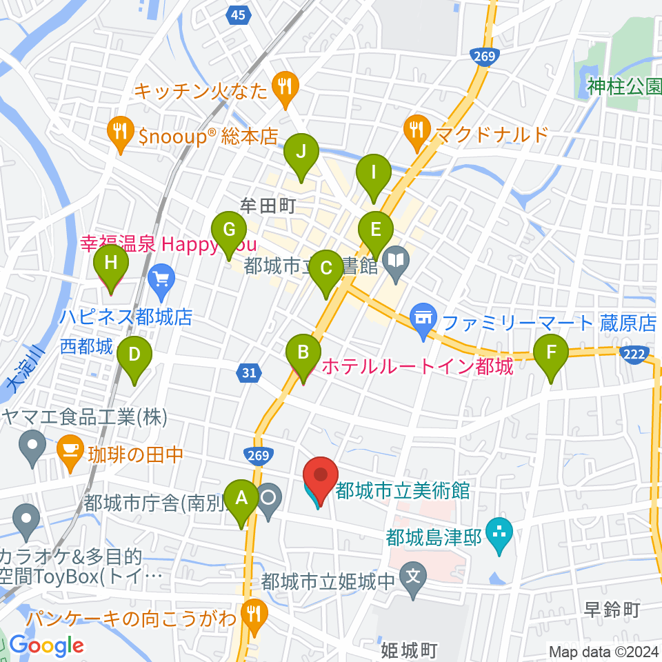 都城市立美術館周辺のホテル一覧地図