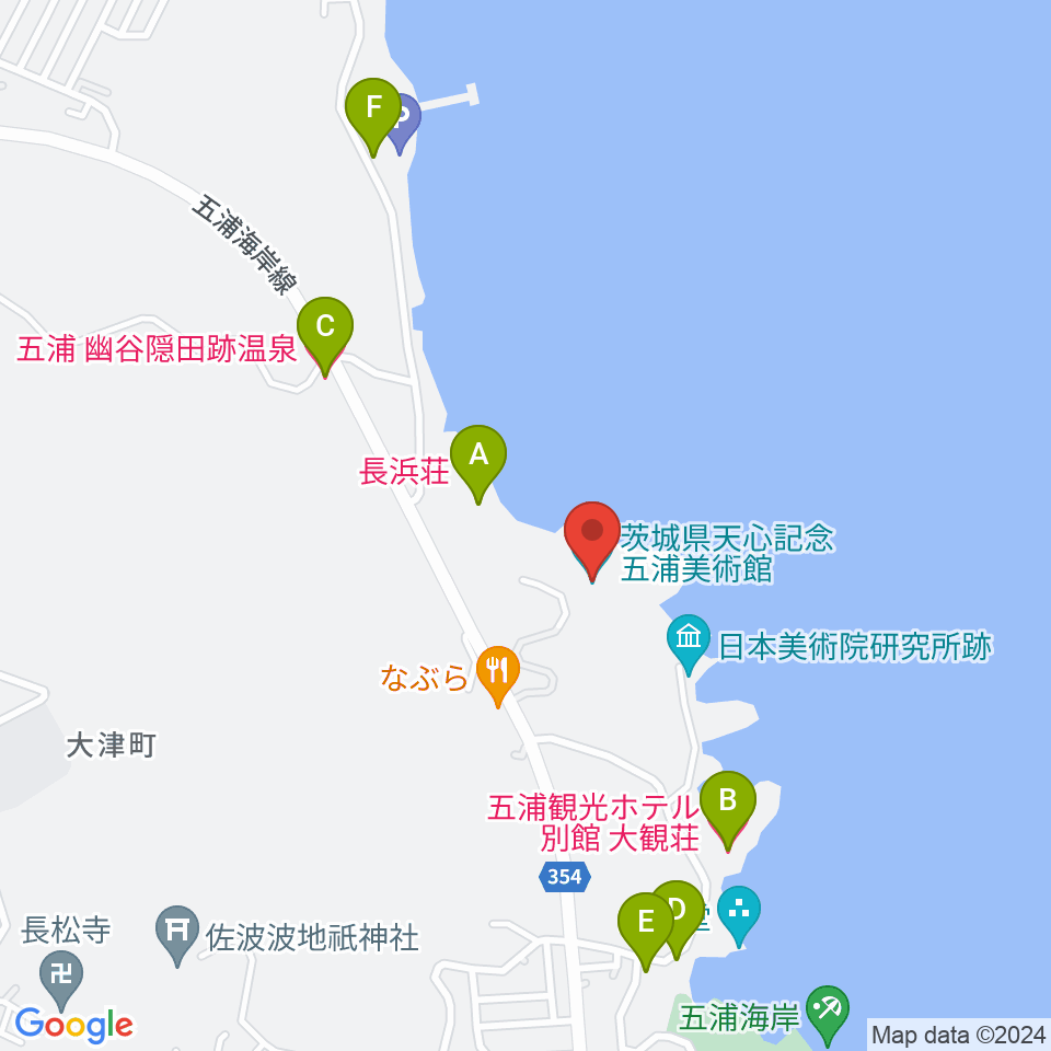 天心記念五浦美術館周辺のホテル一覧地図