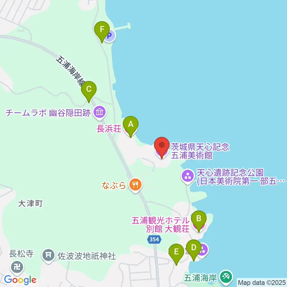 天心記念五浦美術館周辺のホテル一覧地図