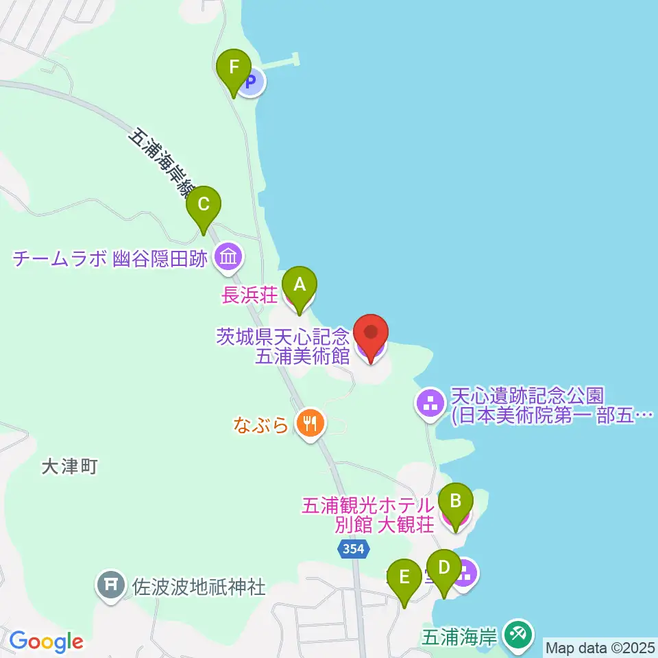 天心記念五浦美術館周辺のホテル一覧地図