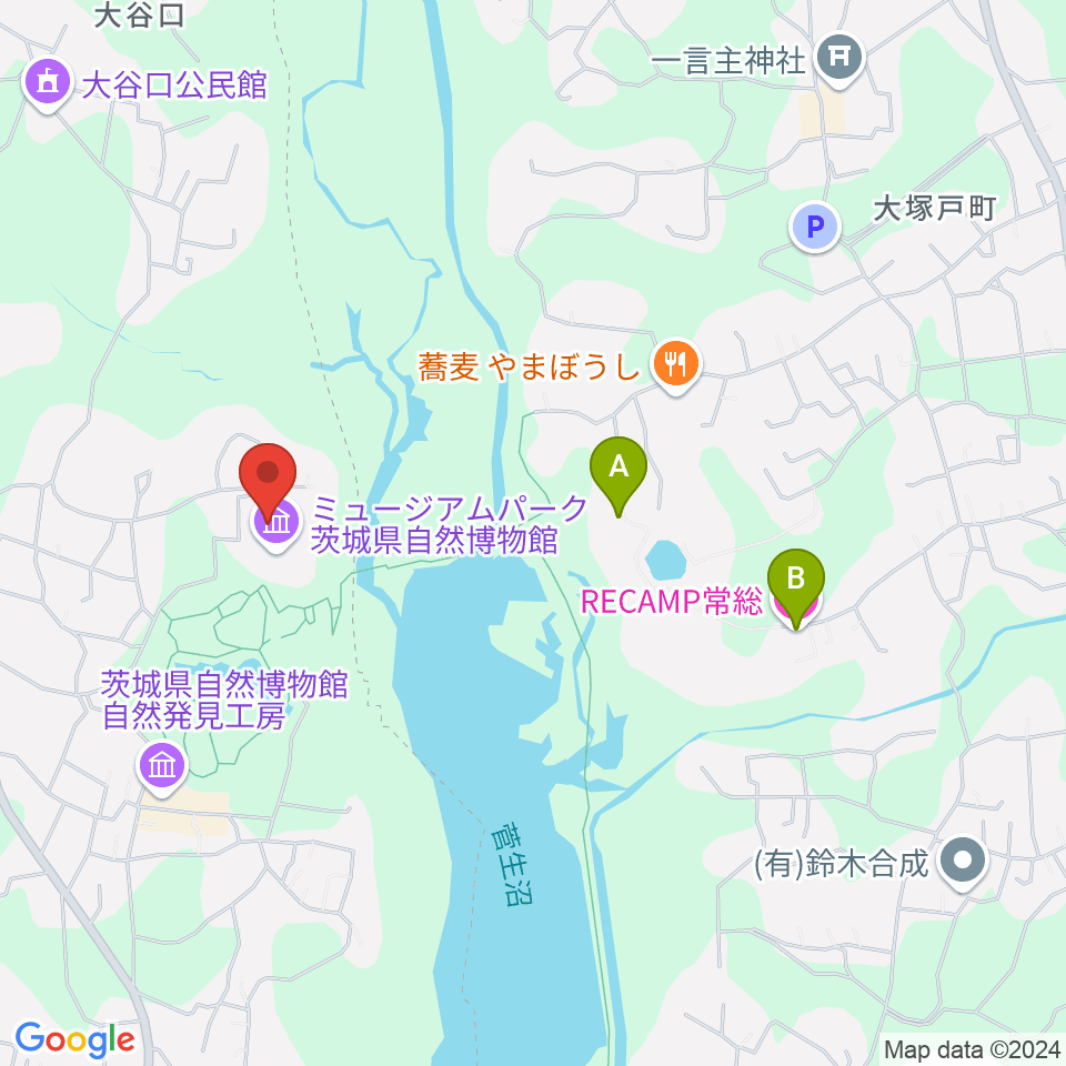 ミュージアムパーク茨城県自然博物館周辺のホテル一覧地図