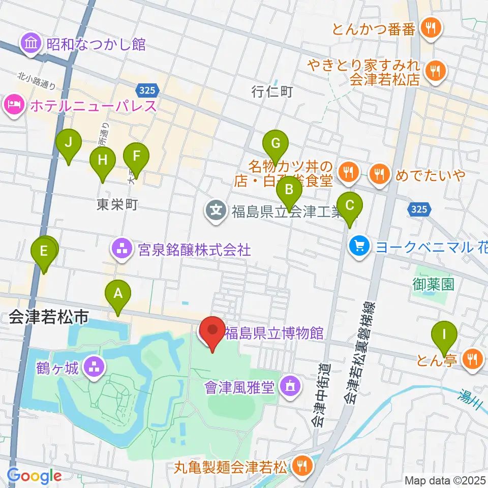 福島県立博物館周辺のホテル一覧地図