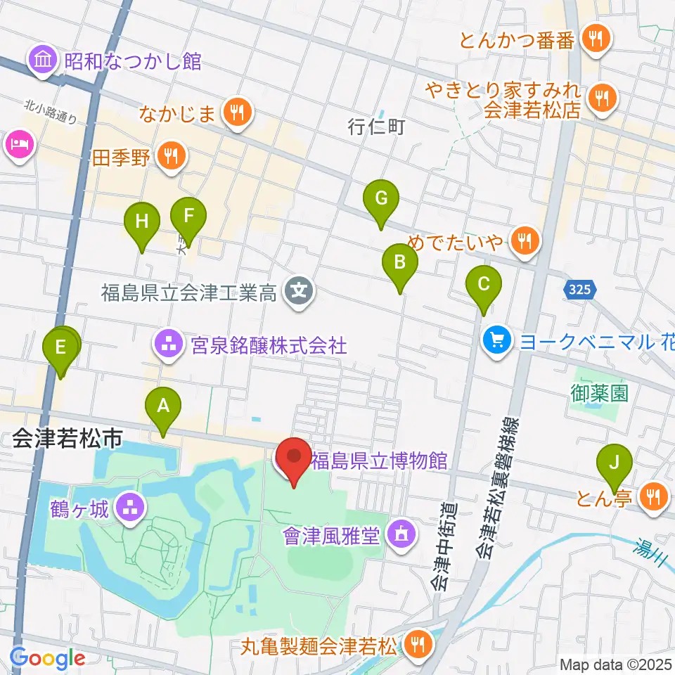 福島県立博物館周辺のホテル一覧地図