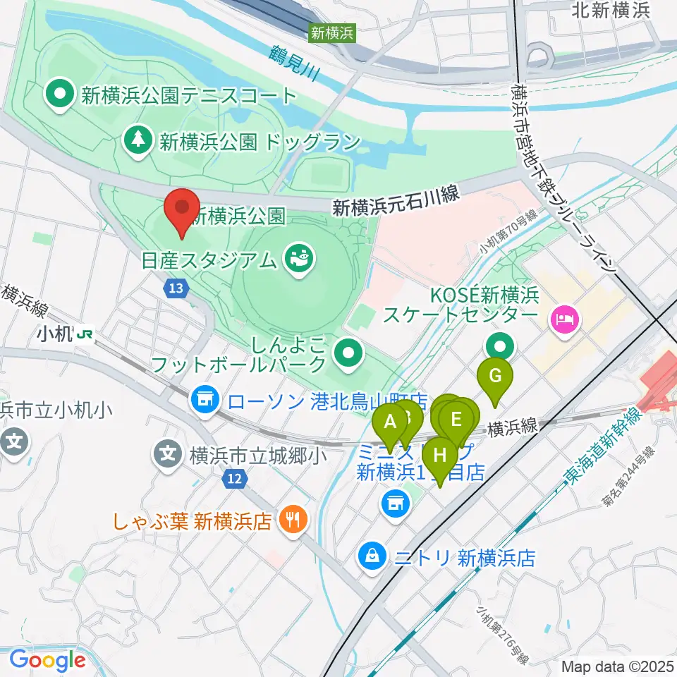 日産フィールド小机周辺のホテル一覧地図