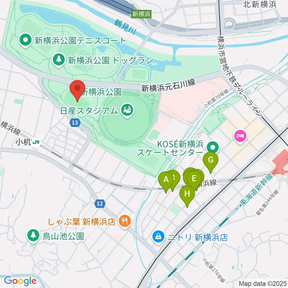 日産フィールド小机周辺のホテル一覧地図