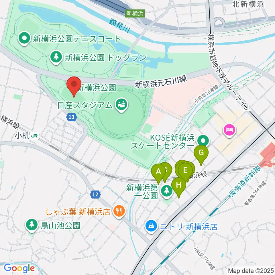 日産フィールド小机周辺のホテル一覧地図