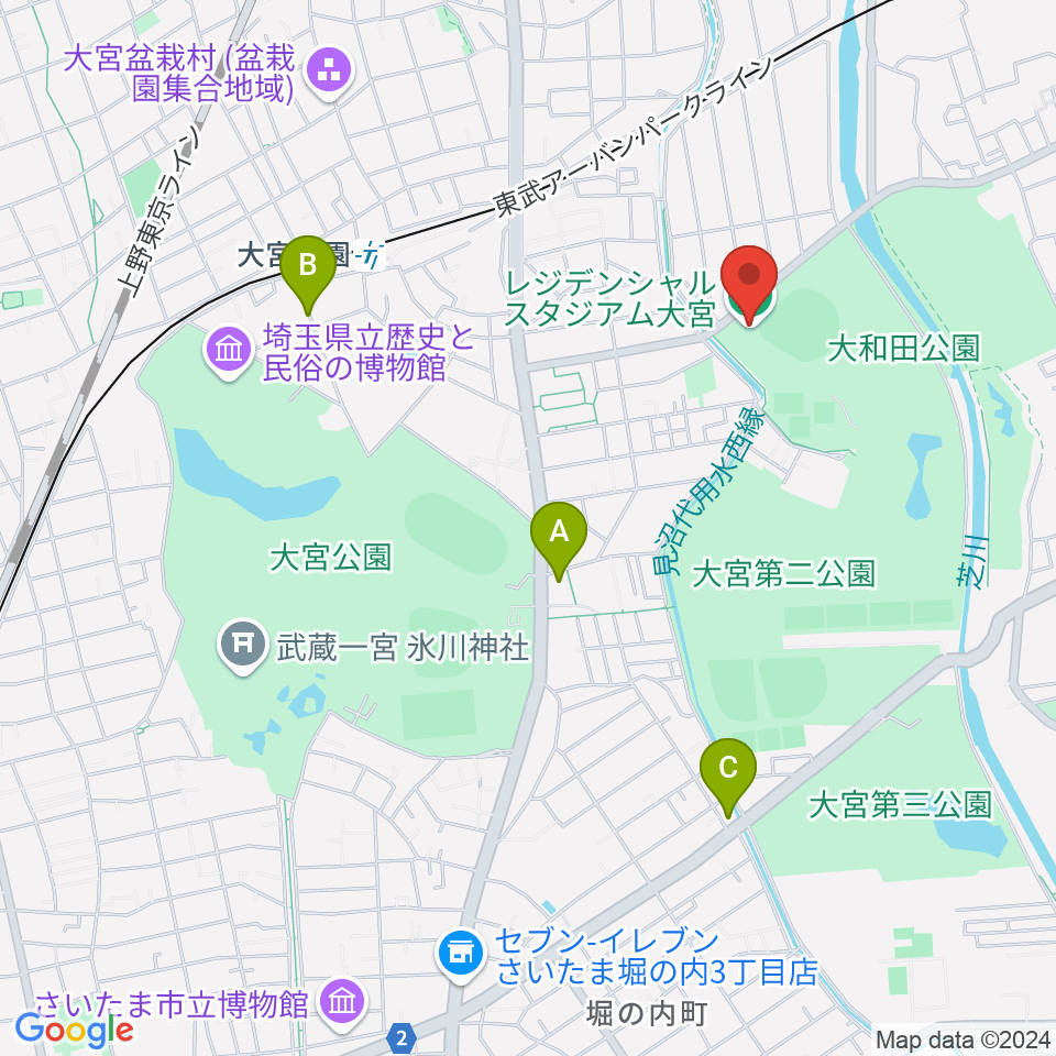 レジデンシャルスタジアム大宮周辺のホテル一覧地図