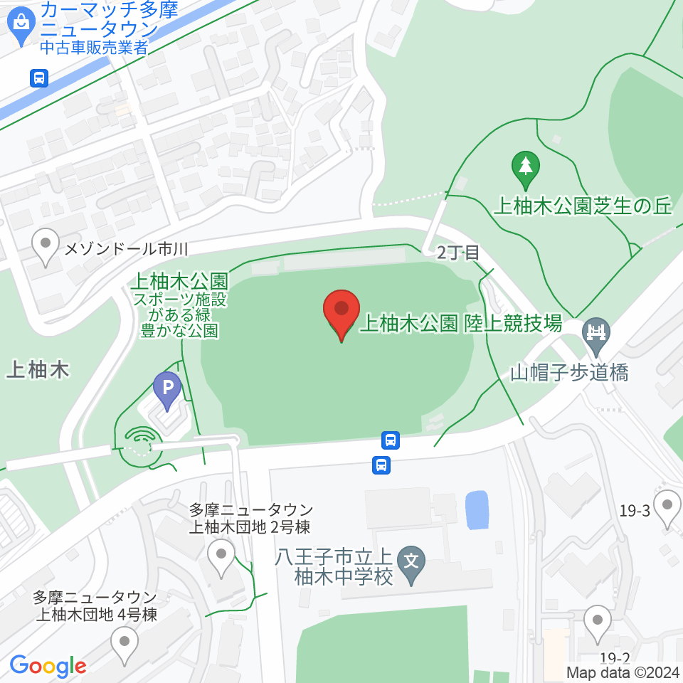 上柚木公園陸上競技場周辺のホテル一覧地図