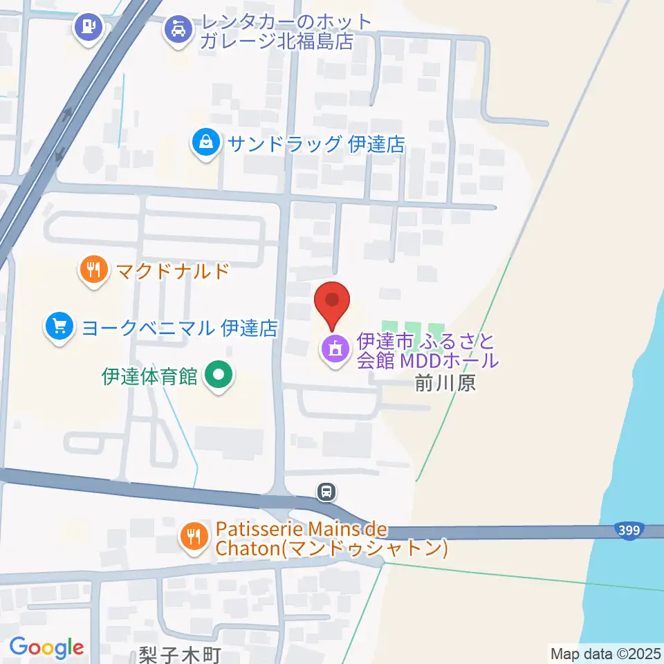 伊達市ふるさと会館MDDホール周辺のホテル一覧地図