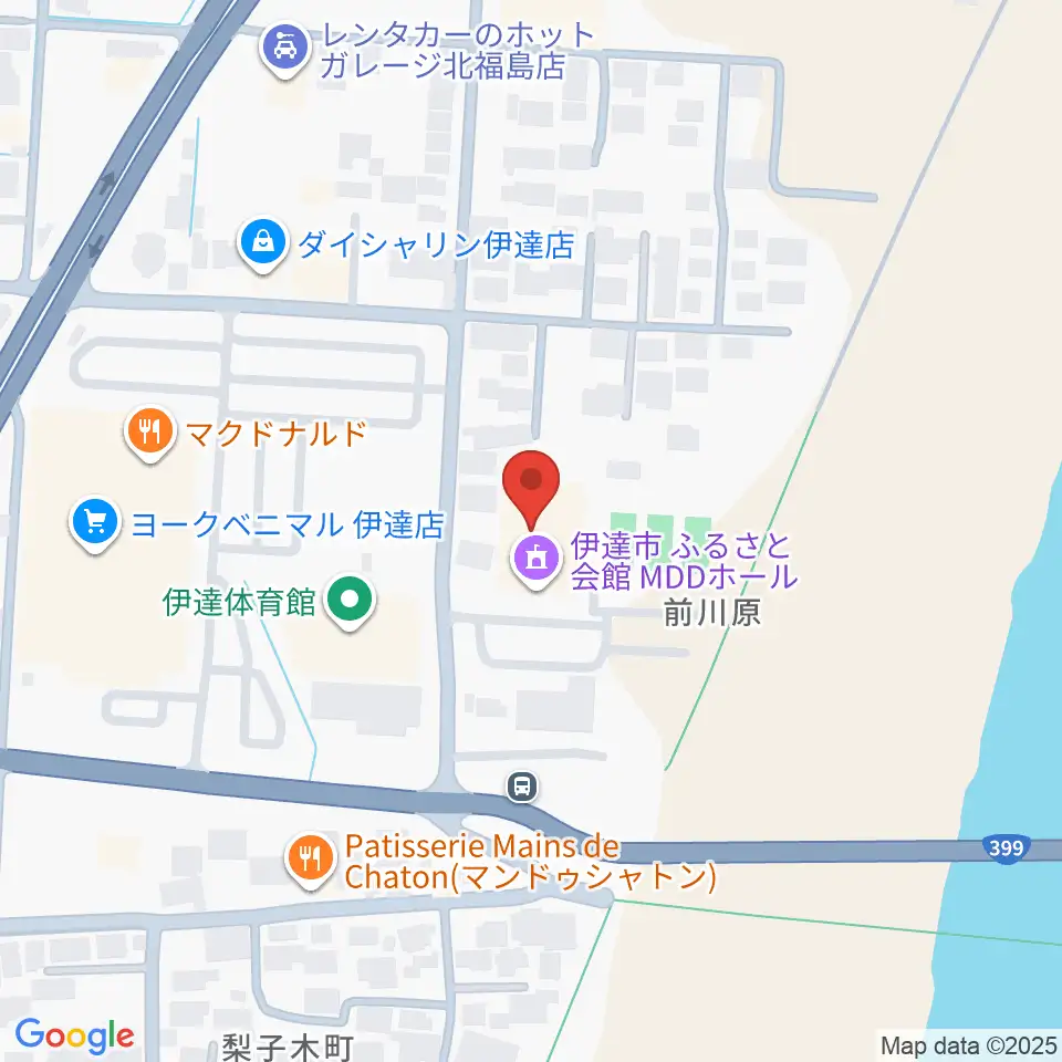 伊達市ふるさと会館MDDホール周辺のホテル一覧地図