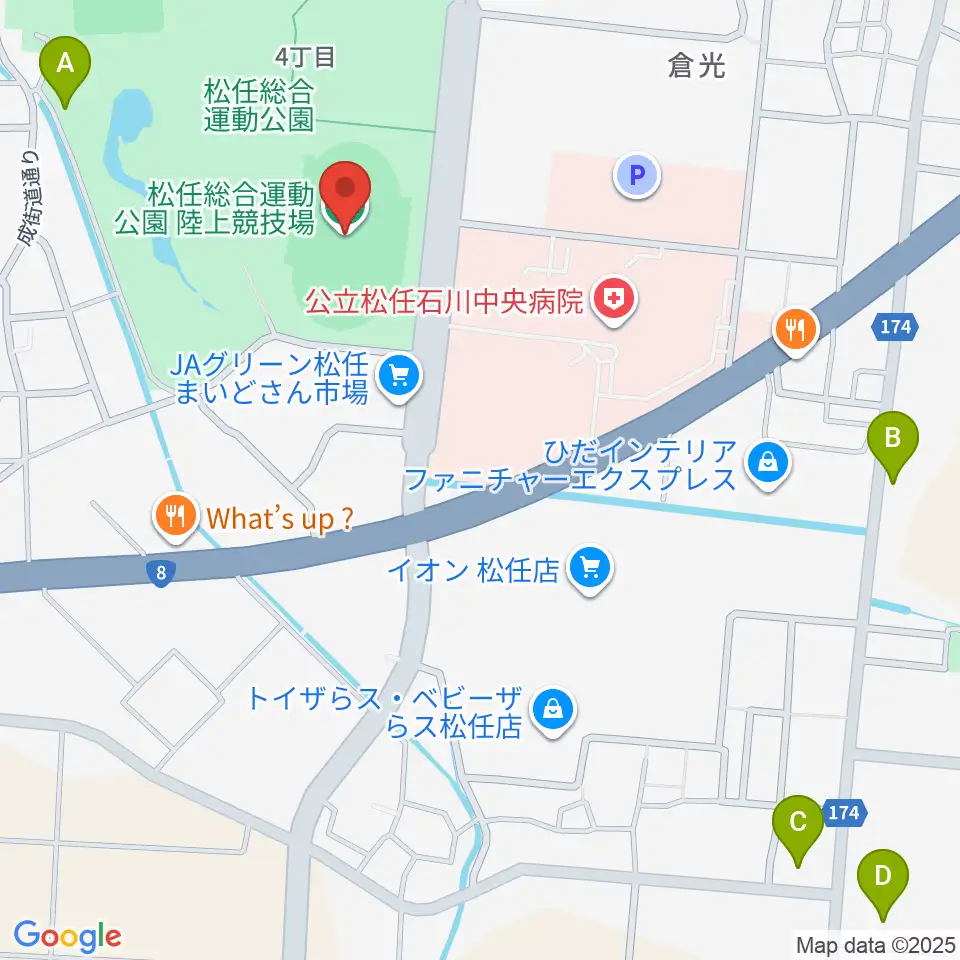 松任総合運動公園陸上競技場周辺のホテル一覧地図