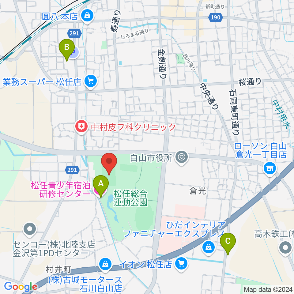 松任総合運動公園グラウンド周辺のホテル一覧地図