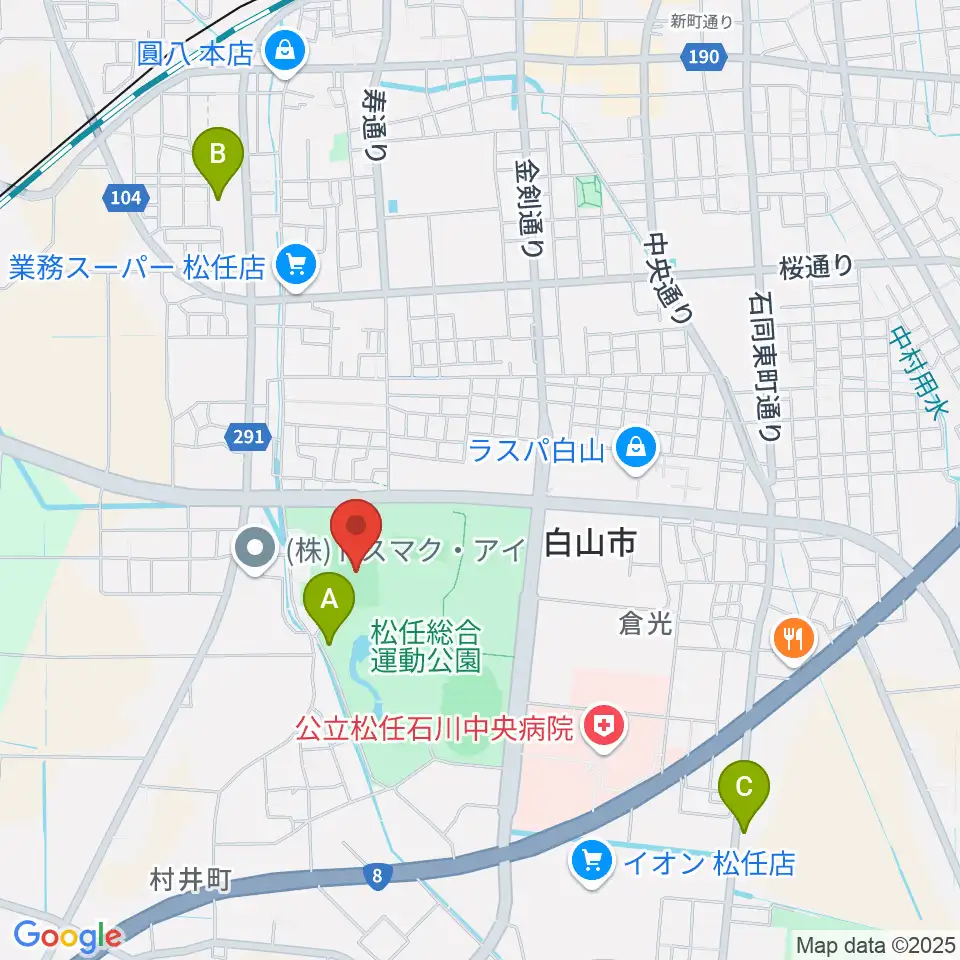 松任総合運動公園グラウンド周辺のホテル一覧地図
