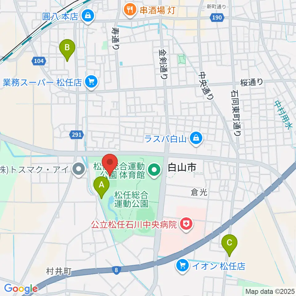 松任総合運動公園グラウンド周辺のホテル一覧地図