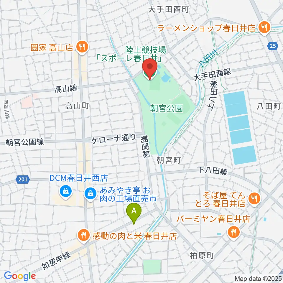 スポーレ春日井 朝宮公園陸上競技場周辺のホテル一覧地図