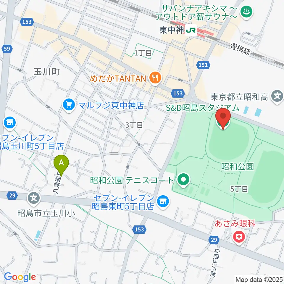 S&D昭島スタジアム周辺のホテル一覧地図